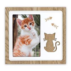 Foto van Zep - houten fotolijst kat duchessa in wit met bruin voor 1 foto 10x15 - zx246
