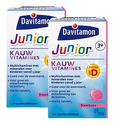 Foto van Davitamon junior 3+ kauw vitamines framboos