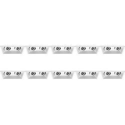 Foto van Spot armatuur 10 pack - pragmi zano pro - gu10 fitting - inbouw rechthoek dubbel - mat wit - aluminium - kantelbaar -