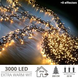 Foto van Kerstverlichting - kerstboomverlichting - kerstversiering - kerst - 3000 led's - 22 meter - extra warm wit