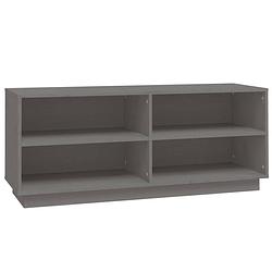 Foto van The living store schoenenkast houten - 110 x 34 x 45 cm - grijs - massief grenenhout