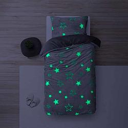 Foto van Dekbedovertrek glow in the dark teddy - (x cm) - grijs polyether - dessin: sterren - sleeptime - dekbed-discounter.nl