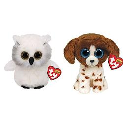 Foto van Ty - knuffel - beanie boo's - ausitin owl & muddles dog