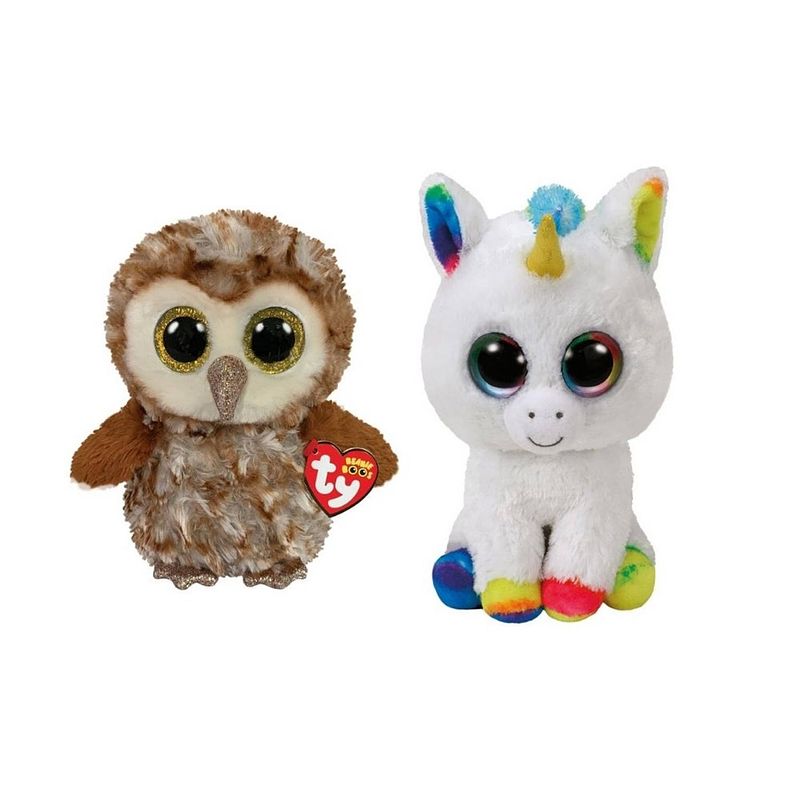 Foto van Ty - knuffel - beanie buddy - percy owl & pixy unicorn