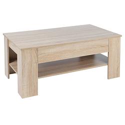 Foto van Ml-design salontafel sonoma ecihe, 110x65x48 cm, met lade en legplank, gemaakt van spaanplaat en hout optiek