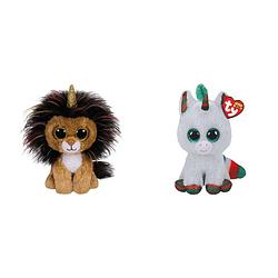 Foto van Ty - knuffel - beanie boo's - ramsey lion & christmas unicorn