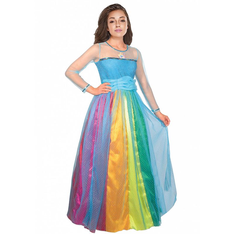 Foto van Barbie verkleedjurk dames polyester regenboog