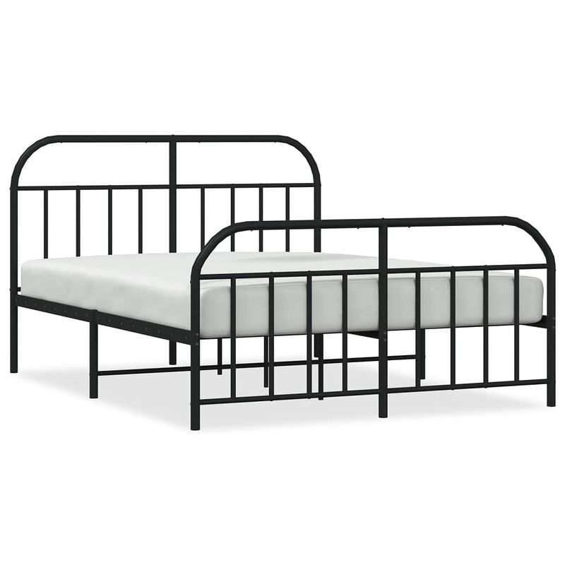 Foto van The living store bedframe klassiek - metalen - 207x146x100 cm - zwart