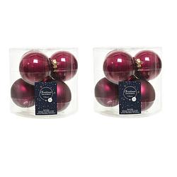 Foto van 12x stuks glazen kerstballen framboos roze (magnolia) 8 cm mat/glans - kerstbal