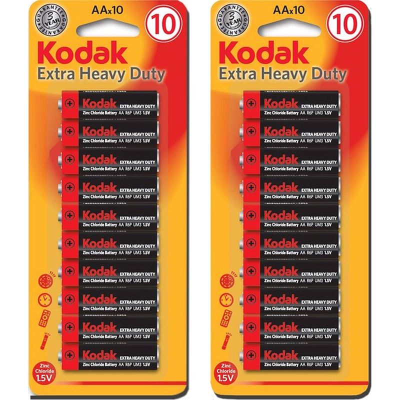 Foto van Aa batterijen - kodak extra heavy aa batterijen - penlite - 20 stuks