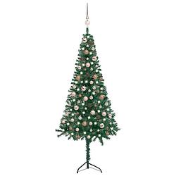 Foto van Vidaxl kunstkerstboom met led's en kerstballen hoek 150 cm pvc groen