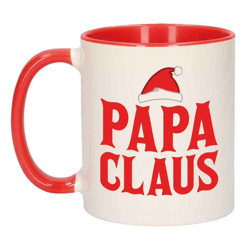 Foto van Papa claus koffiemok / theebeker rood kerstcadeau vader 300 ml - bekers