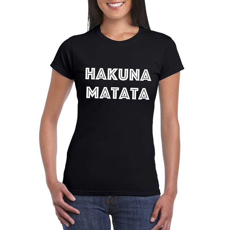 Foto van Hakuna matata tekst t-shirt zwart dames m