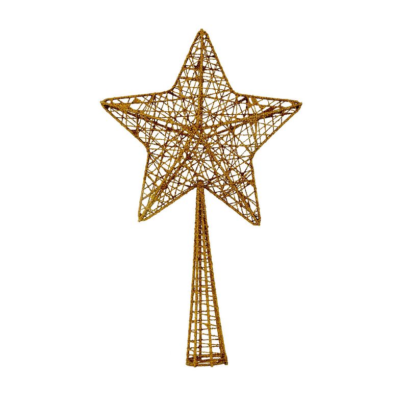 Foto van Kunststof ster piek/kerstboom topper glitter koper 28 cm - kerstboompieken