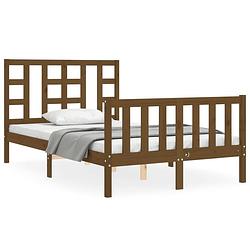 Foto van The living store bed vuren hout - 205.5 x 125.5 x 100 cm - honingbruin