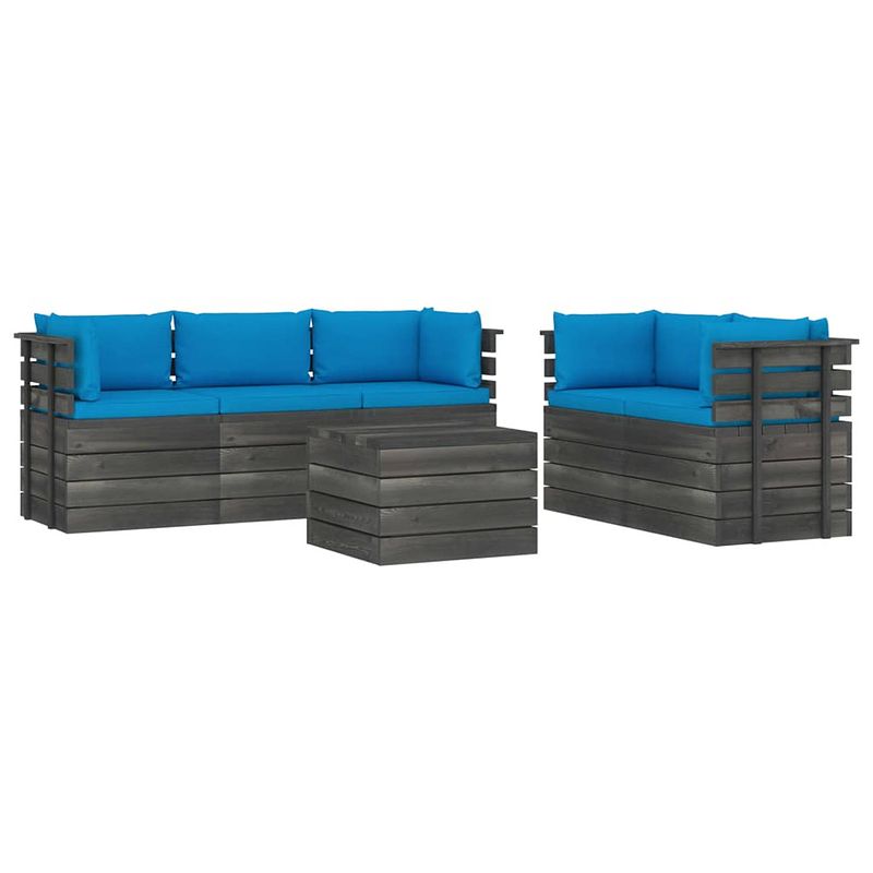 Foto van Vidaxl 6-delige loungeset met kussens pallet massief grenenhout