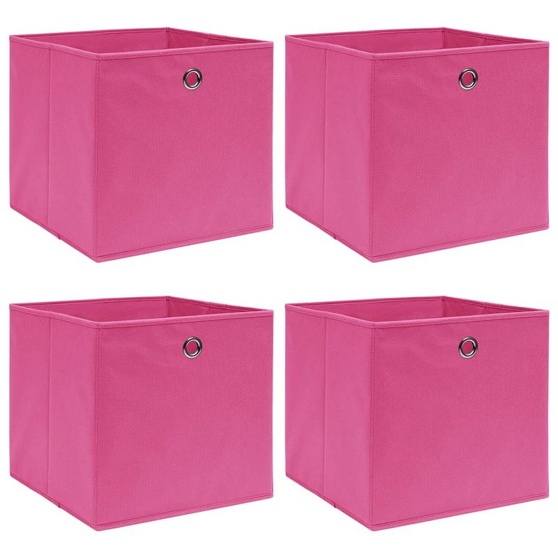 Foto van Vidaxl opbergboxen 4 st 32x32x32 cm stof roze