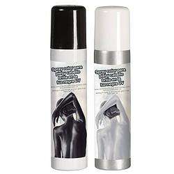 Foto van Guirca haarspray/bodypaint spray - 2x kleuren - wit en zwart - 75 ml - verkleedhaarkleuring