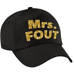 Foto van Mrs. fout pet / cap zwart met gouden letters voor dames - verkleedhoofddeksels