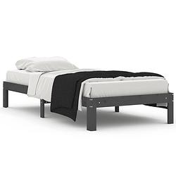 Foto van The living store houten bedframe - the living store - eenpersoonsbed - 90 x 200 cm - grijs