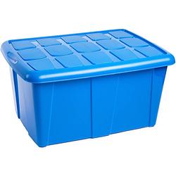 Foto van Plasticforte opslagbox met deksel - blauw - 60l - kunststof - 63 x 46 x 32 cm - opbergbox