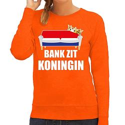 Foto van Woningsdag bank zit koningin sweater / trui voor thuisblijvers tijdens koningsdag oranje dames l - feesttruien