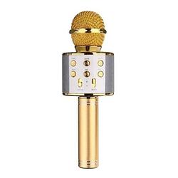 Foto van Ibello draadloze karaoke microfoon goud met bluetooth