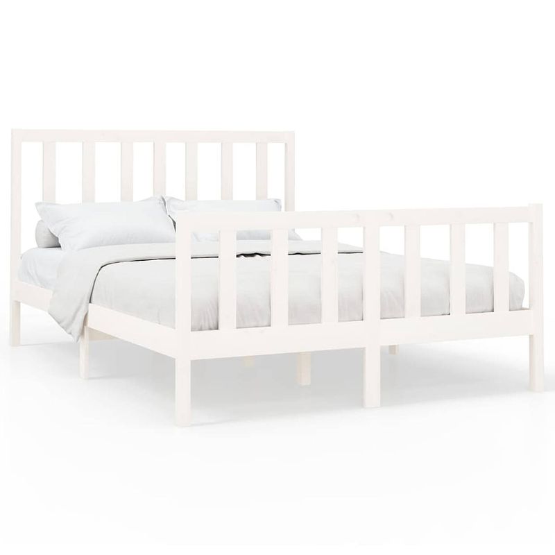 Foto van Vidaxl bedframe massief grenenhout wit 140x200 cm