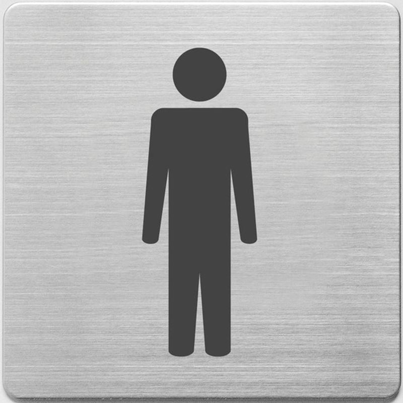 Foto van Pictogram alco rvs 90x90x1mm - wc mannen -