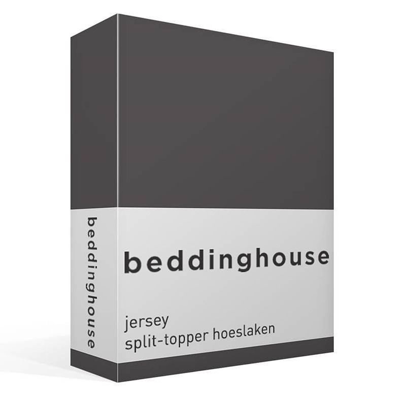 Foto van Beddinghouse jersey split-topper hoeslaken - 100% gebreide jersey katoen - 2-persoons (140x200/220 cm) - anthracite