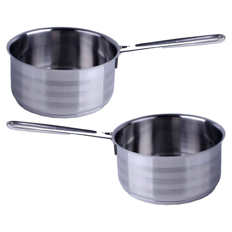 Foto van Svenska living steelpan/sauspan - 2x - rvs - d14 cm - 1l - alle warmtebronnen - steelpannen