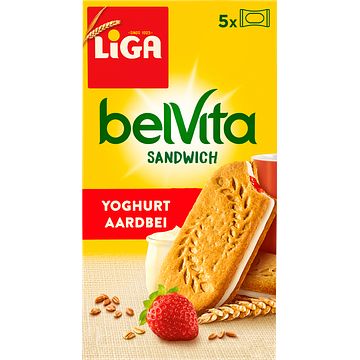 Foto van Liga belvita sandwich koekjes yoghurt aardbei 253g bij jumbo