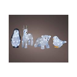 Foto van Kerst led dieren acryl steady 4ass bird- deer- penguin- bear koel wit l14.00-w15.00-h23.00cm-20l