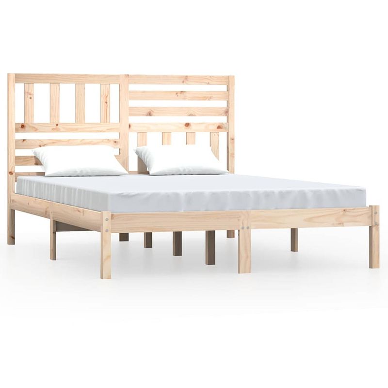 Foto van The living store bedframe grenenhout - 135 x 190 cm - rustiek design