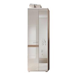 Foto van Seto kledingkast 2 deuren licht eiken decor, wit hoogglans.