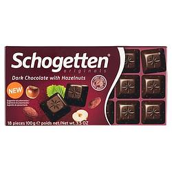 Foto van Schogetten dark chocolate with hazelnuts 100g bij jumbo