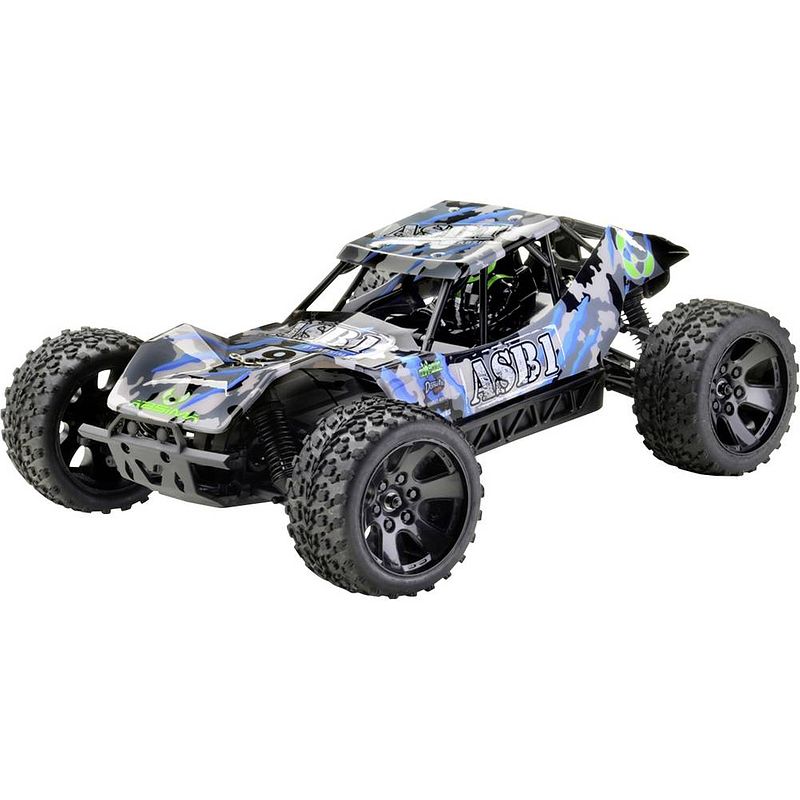 Foto van Absima asb1 chassis camouflage wit brushed 1:10 rc modelauto voor beginners elektro buggy 4wd rtr 2,4 ghz