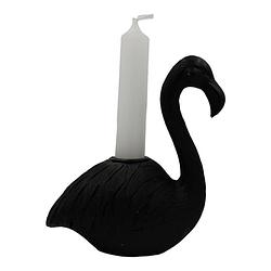 Foto van Housevitamin kaarshouder kandelaar flamingo zwart polyserin 15cm hoog