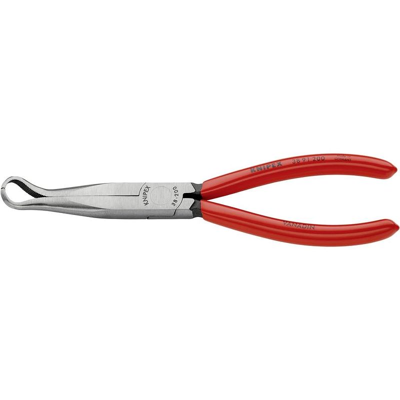 Foto van Knipex 38 91 200 elektronica en fijnmechanica platte rondbektang 45° gebogen 200 mm