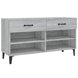 Foto van The living store schoenenkast - trendy ontwerp - materiaal- bewerkt hout - afmetingen- 102 x 35 x 55 cm - kleur- grijs