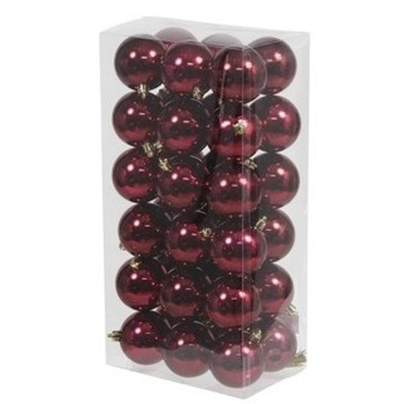 Foto van 36x kunststof kerstballen glanzend bordeaux rood 6 cm kerstboom versiering/decoratie - kerstbal