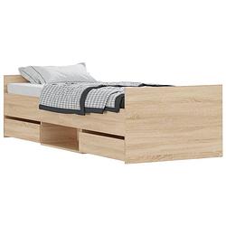 Foto van Vidaxl bedframe met hoofd- en voeteneinde sonoma eikenkleur 75x190 cm