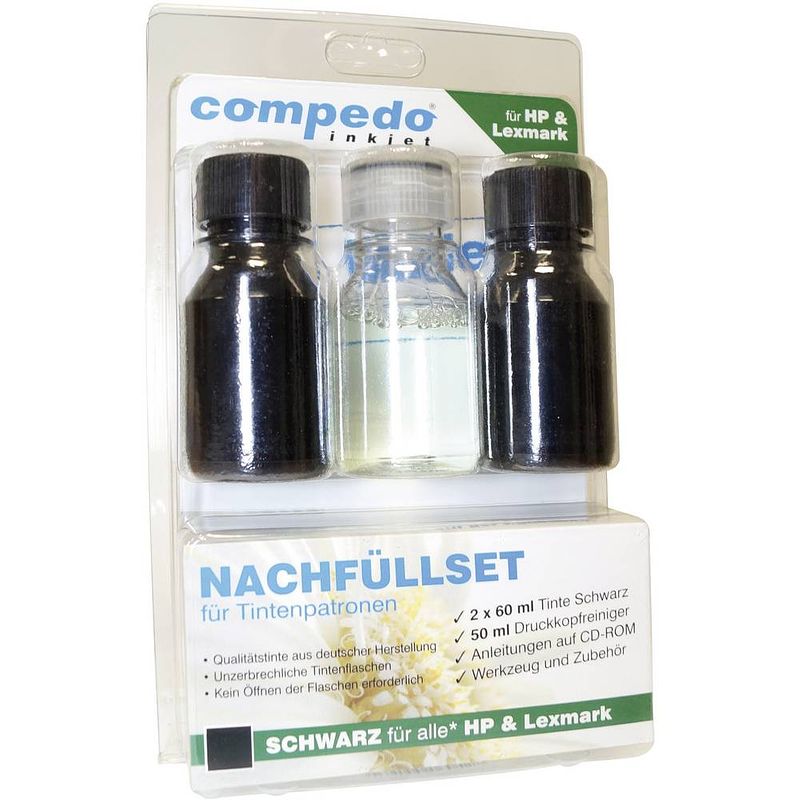 Foto van Compedo mrefill01 cartridge navulset geschikt voor apparatuur (merk): hp, lexmark zwart inkthoeveelheid totaal: 120 ml