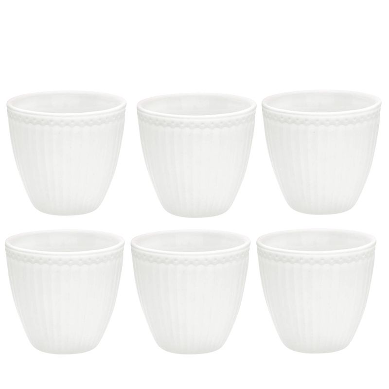 Foto van Set van 6x stuks beker (latte cup) greengate alice wit 300 ml - ø 10 cm