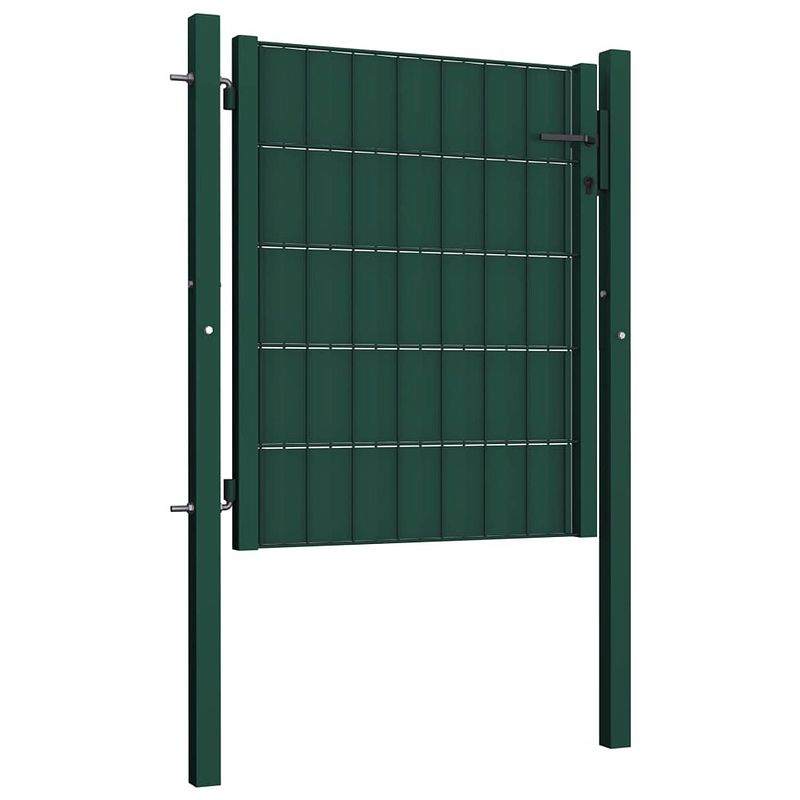 Foto van The living store tuinpoort stevig groen pvc/staal 100x81cm - vergrendelbaar