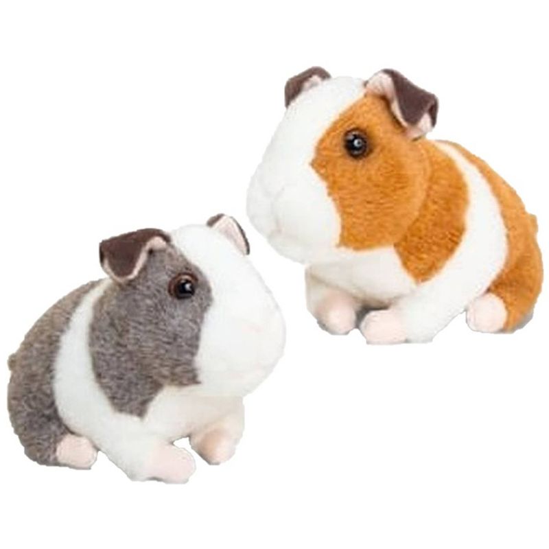 Foto van 2x stuks pluche cavia knuffel bruin en grijs met geluid 16 cm - knuffel huisdieren