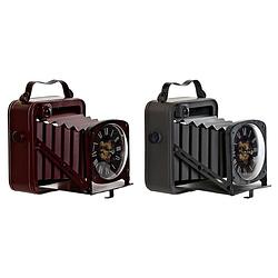 Foto van Bordsklocka dkd home decor bordeaux fotocamera 19 x 15 x 20 cm rood donker grijs ijzer vintage (2 stuks)