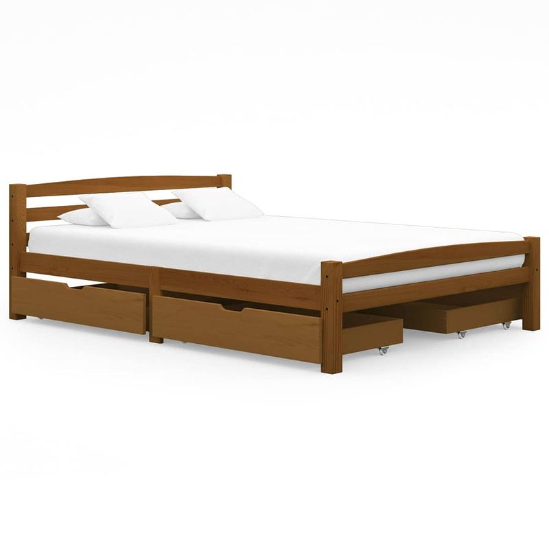 Foto van Vidaxl bedframe met 4 lades massief grenenhout honingbruin 140x200 cm