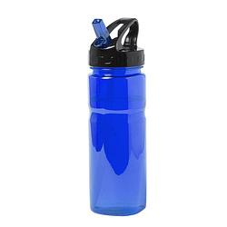 Foto van Kunststof waterfles/drinkfles/sportfles - blauw transparant - met drinktuit - 650 ml - drinkflessen