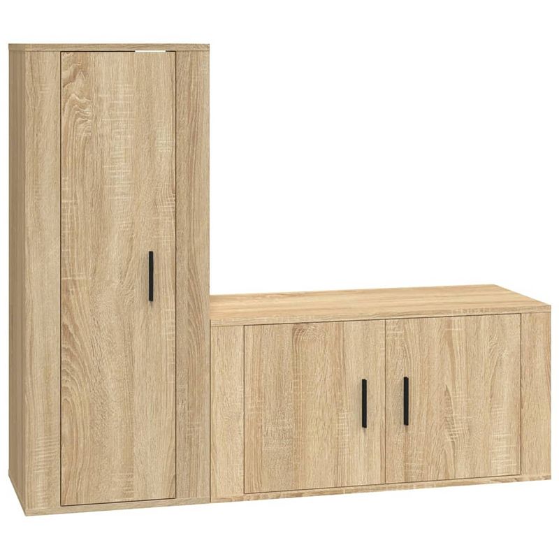 Foto van The living store tv-meubelset - sonoma eiken - 80x34.5x40 cm - 40x34.5x100 cm